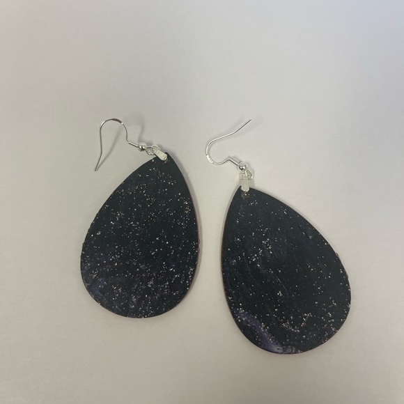 Black and Silver Statement Milky Way Earrings - Picture 1 of 4